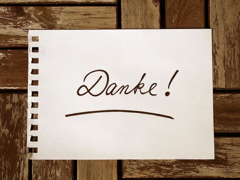 Danke Thank you express gratitude note