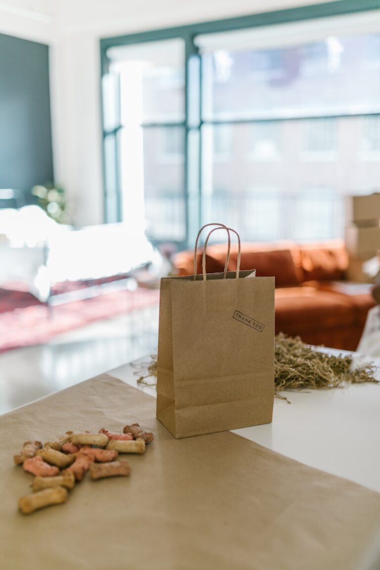 Dog Treats and Paper Bag with Thank You Text