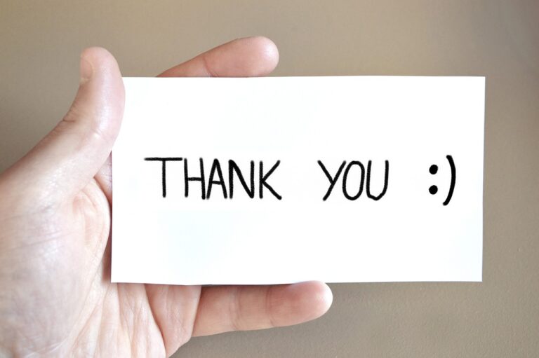 Hand Holding Thank You Card