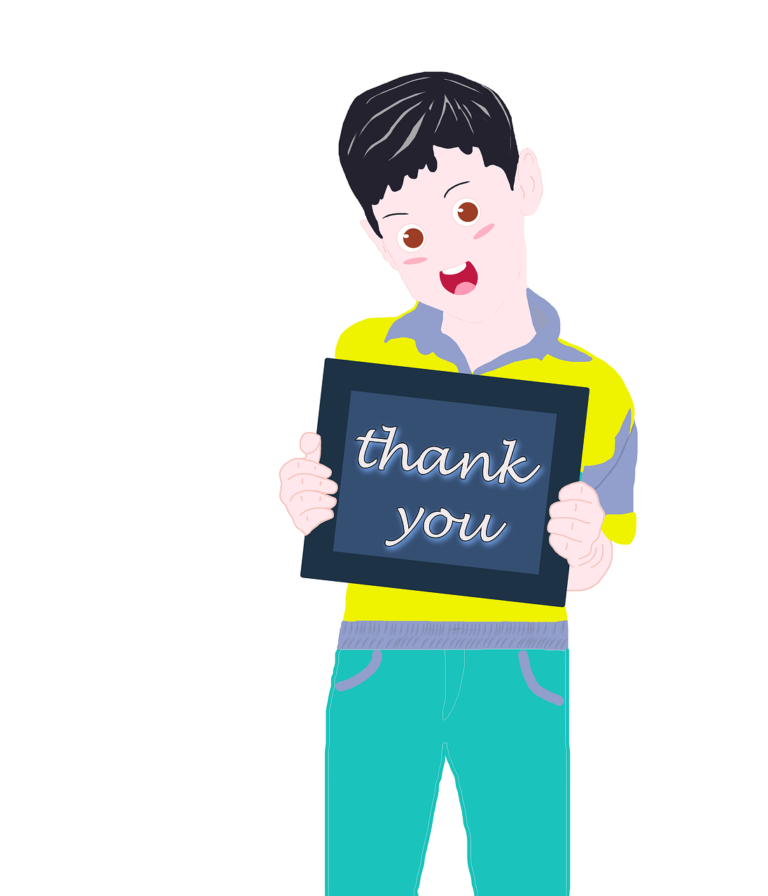 Little Boy Holding Thank You Sign Illustration