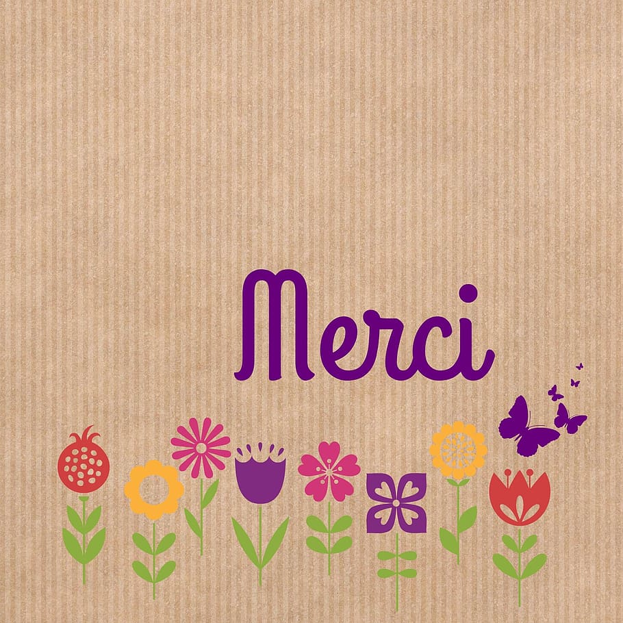 Merci Thank you stylized flowers abstract