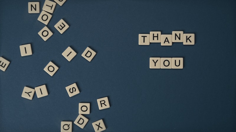 Thank You Letter Tiles on Flat Surface