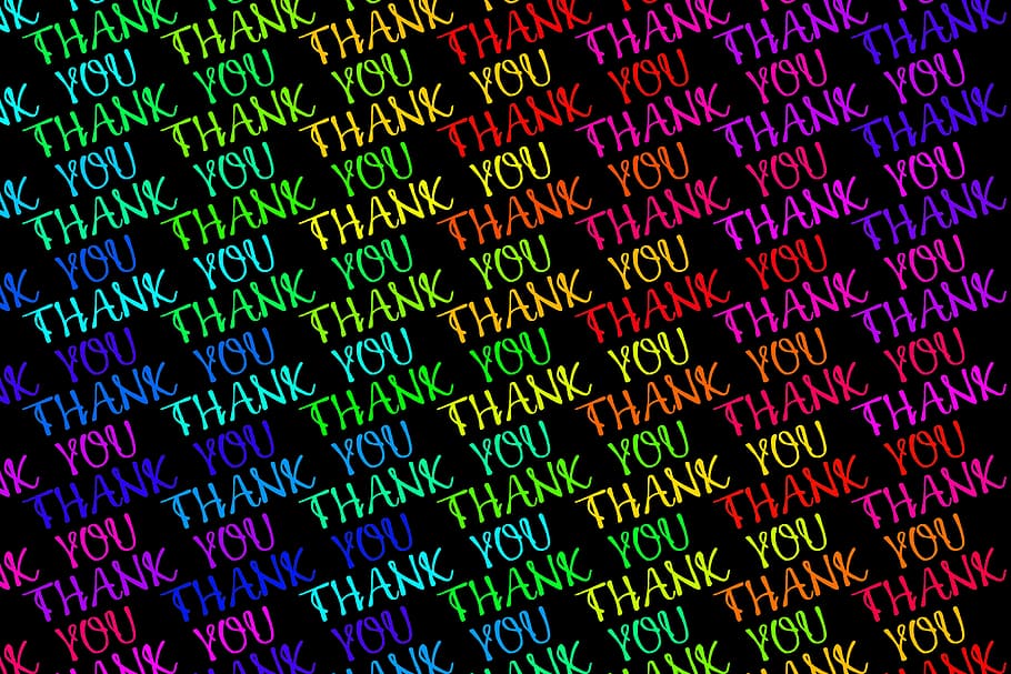 Thank You Writing Multicoloured Black Background
