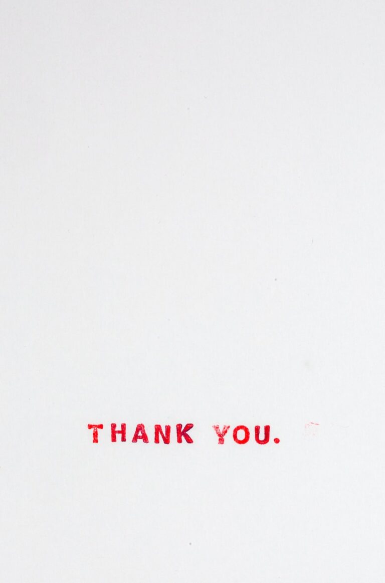 Thank You in red on white