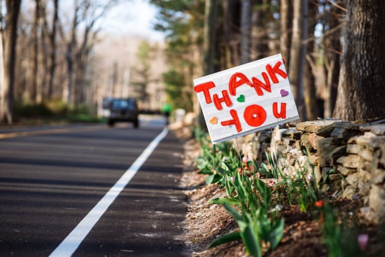 Thank You sign on the side of the road