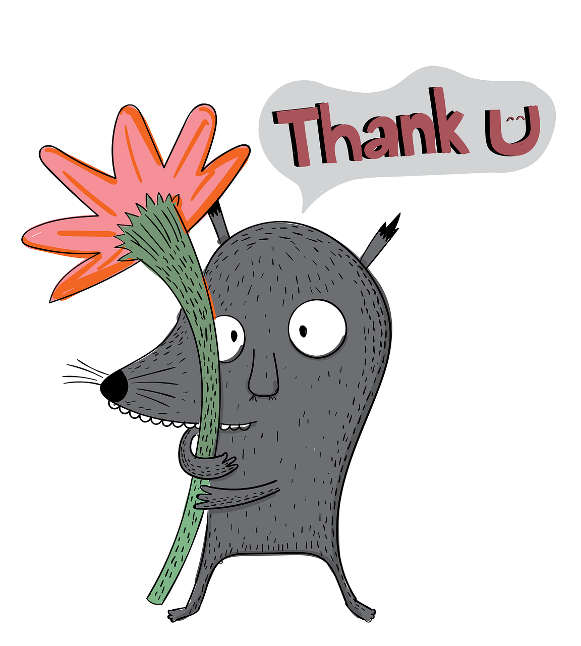 Thank u Cartoon Beautiful Flowers