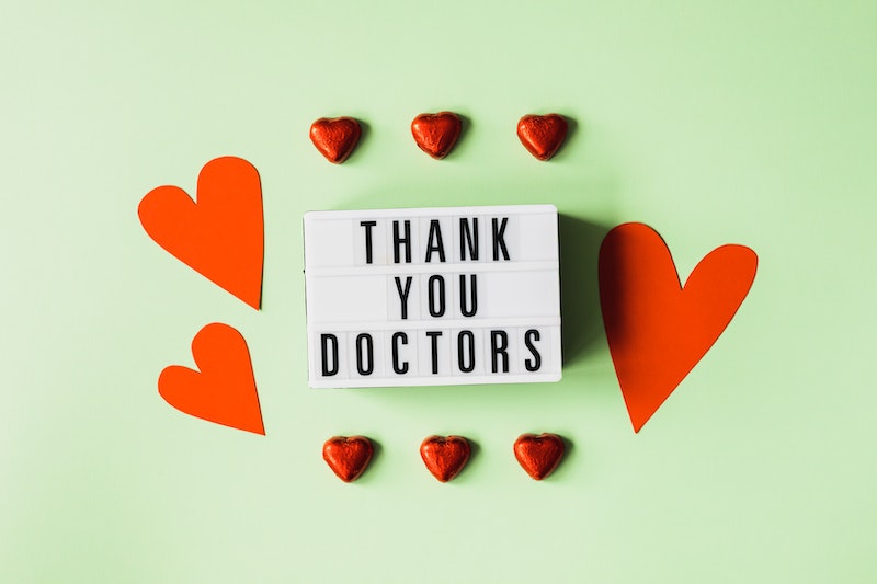 Thank you doctors message with hearts 2