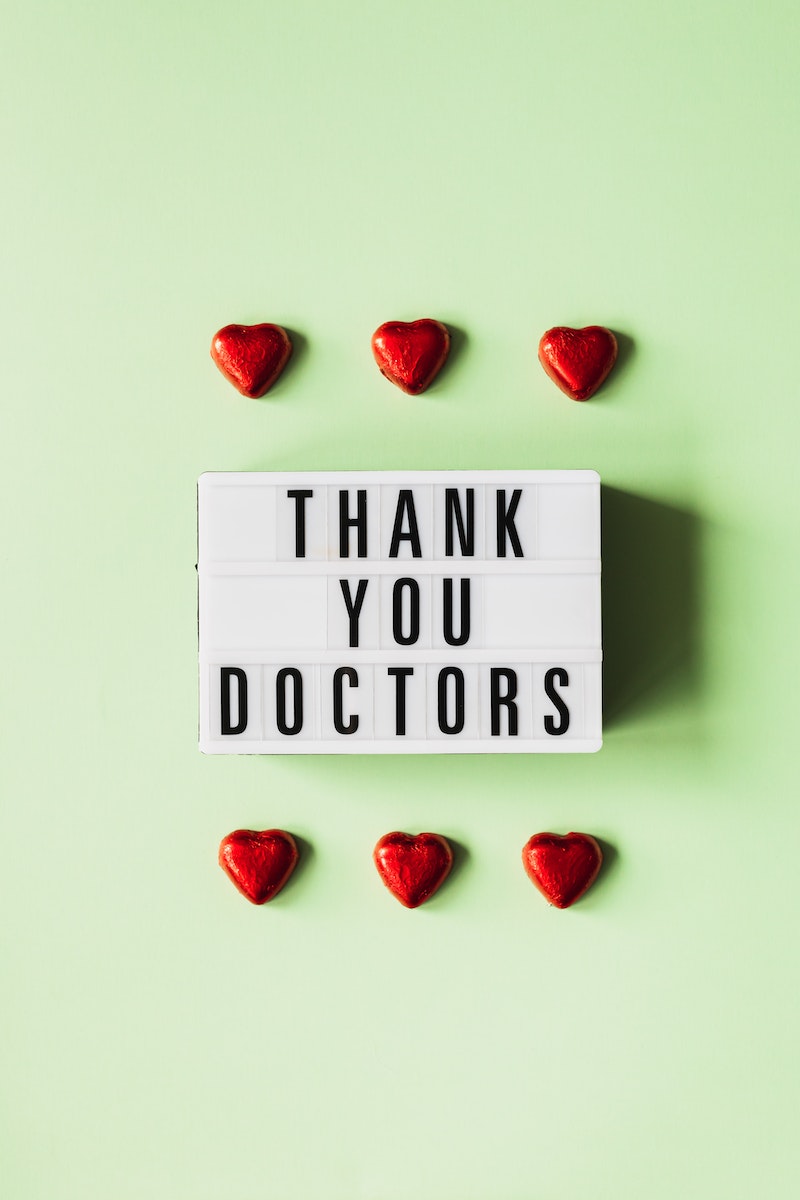 Thank you doctors message with hearts