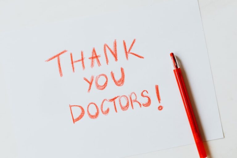 Thank you doctors red writing